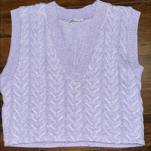 Zara Lilac V-Neck Cable Knit Sweater Vest